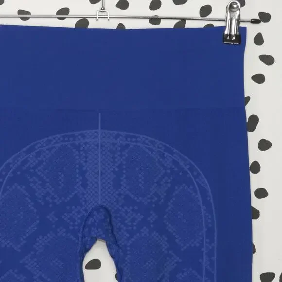 Lululemon Ebb To Street Sapphire Blue Snake Print Seamless Activewear Leggings - Picture 6 of 9